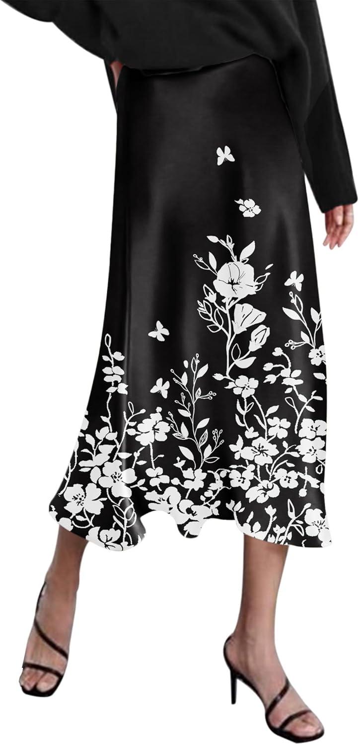 imageZeagoo Skirts for Women High Waist Skirt Elegant Midi Skirt SatinSf100