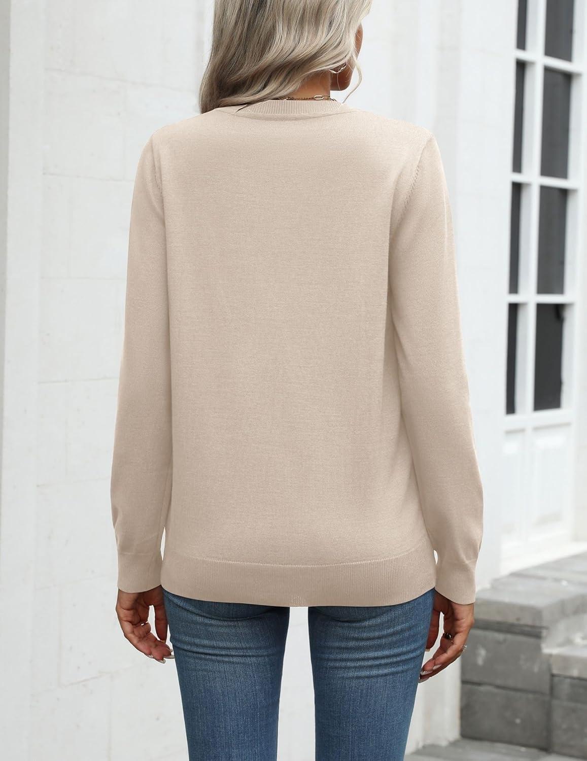 imageZeagoo Womens 2026 Fall Sweaters Long Sleeve Tops Classic Crew Neck Pullover Sweaters Loose Dressy Casual Basic ClothesApricot