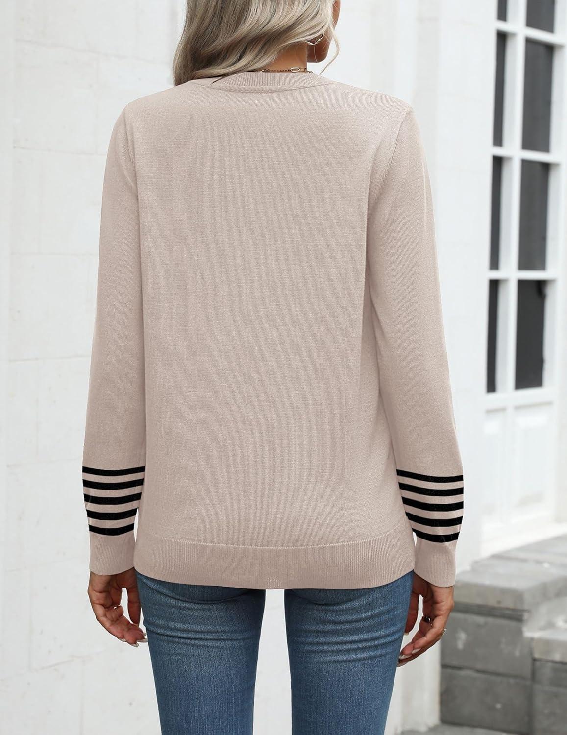 imageZeagoo Womens 2026 Fall Sweaters Long Sleeve Tops Classic Crew Neck Pullover Sweaters Loose Dressy Casual Basic ClothesApricottz255