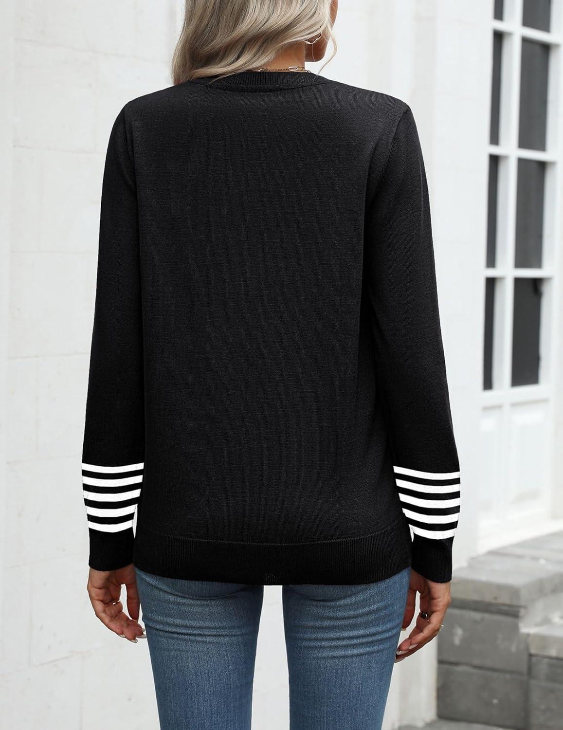 imageZeagoo Womens 2026 Fall Sweaters Long Sleeve Tops Classic Crew Neck Pullover Sweaters Loose Dressy Casual Basic ClothesBlacktz256
