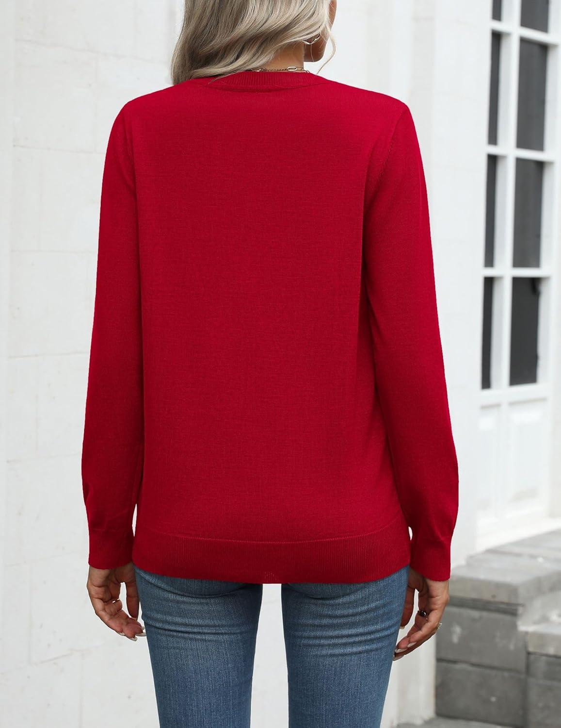 imageZeagoo Womens 2026 Fall Sweaters Long Sleeve Tops Classic Crew Neck Pullover Sweaters Loose Dressy Casual Basic ClothesChristmassd518