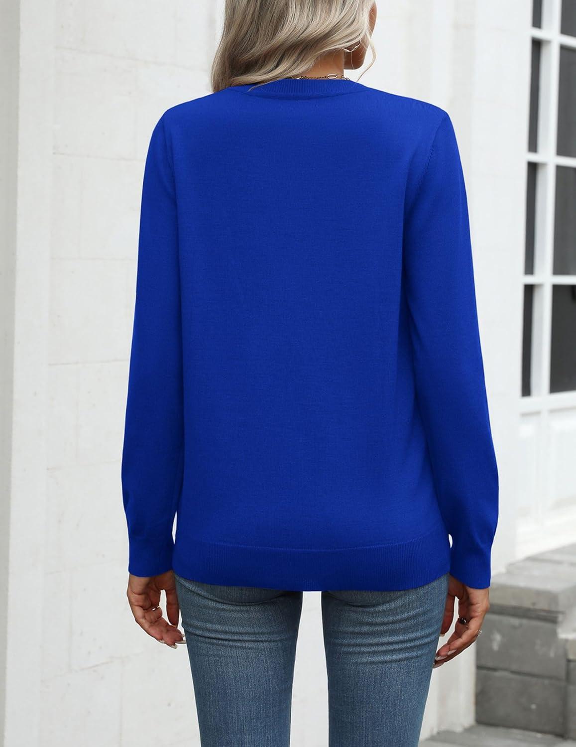 imageZeagoo Womens 2026 Fall Sweaters Long Sleeve Tops Classic Crew Neck Pullover Sweaters Loose Dressy Casual Basic ClothesNavy Blue