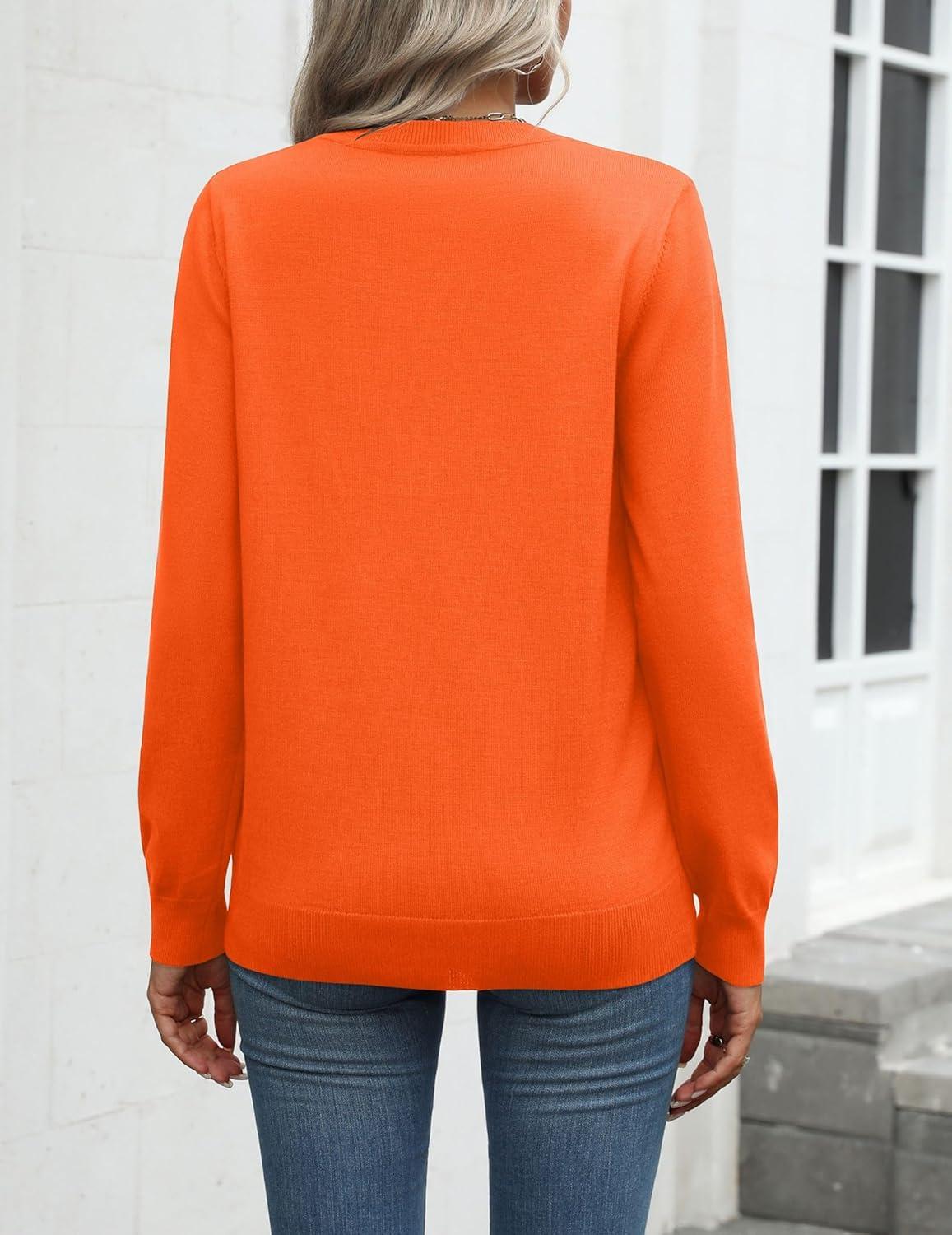 imageZeagoo Womens 2026 Fall Sweaters Long Sleeve Tops Classic Crew Neck Pullover Sweaters Loose Dressy Casual Basic ClothesOrange