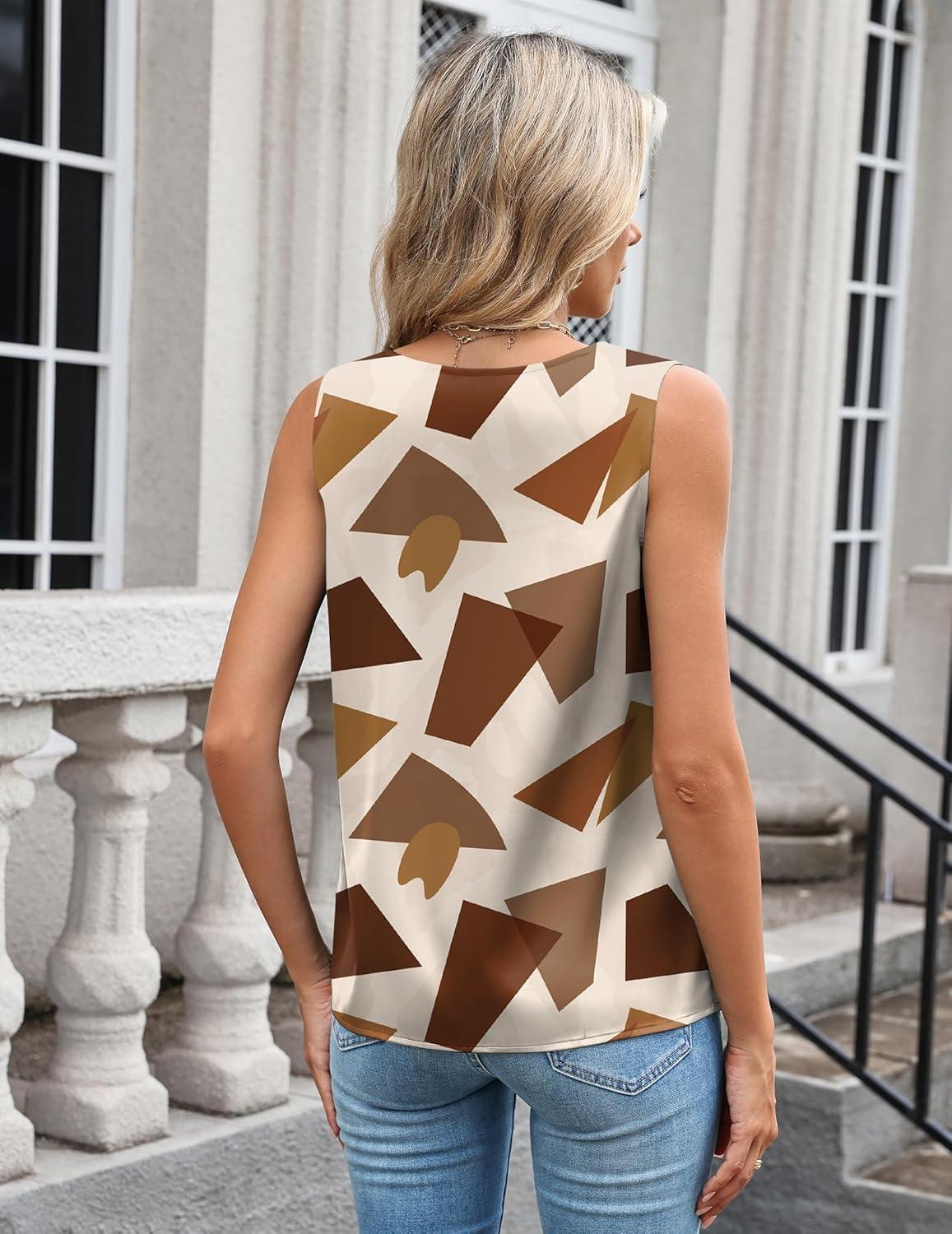 imageZeagoo Womens Silk Satin Camisole Tank Tops V Neck Pleated Dressy Casual Sleeveless Blouses Summer Business Work ShirtsZ Jh587