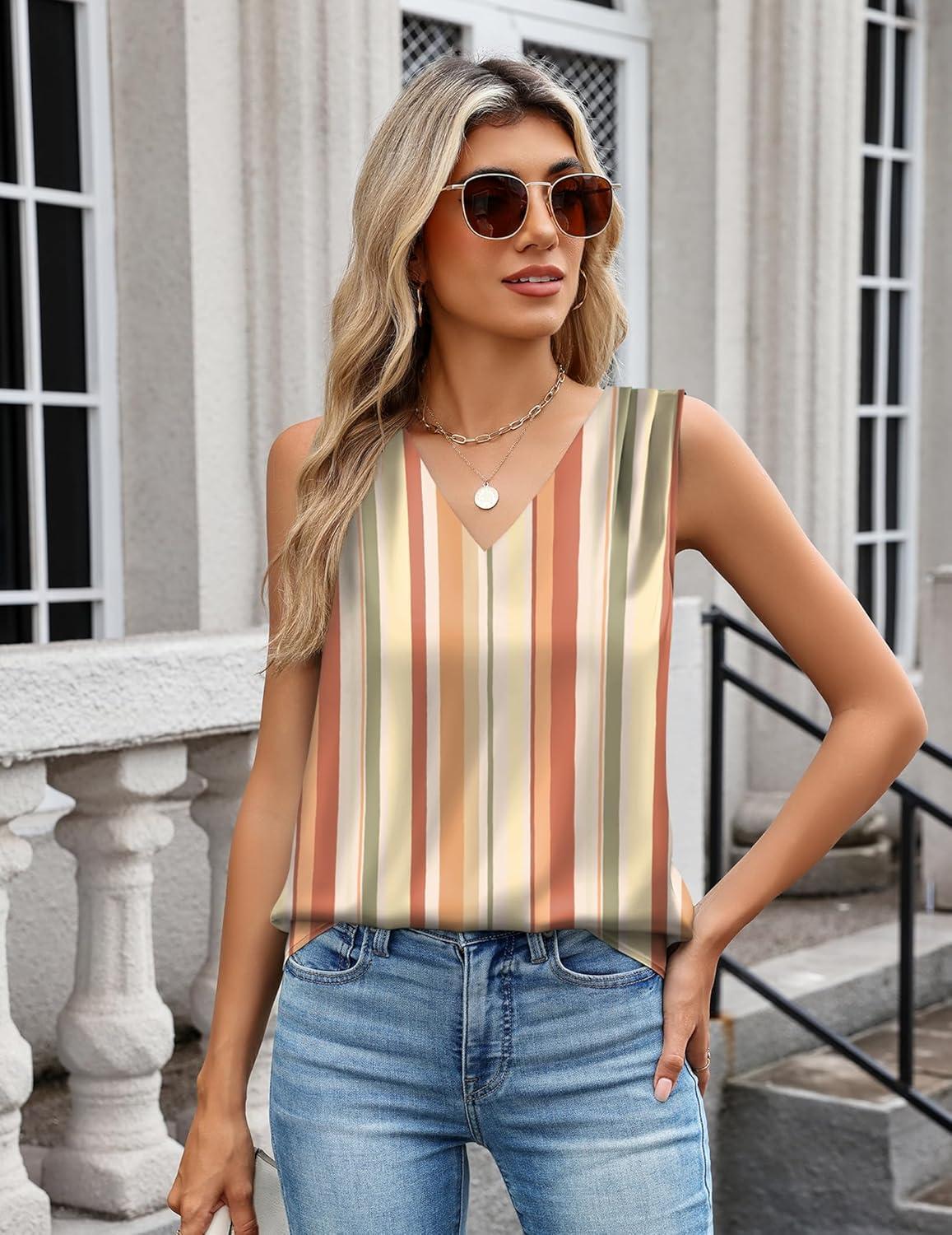 imageZeagoo Womens Silk Satin Camisole Tank Tops V Neck Pleated Dressy Casual Sleeveless Blouses Summer Business Work ShirtsZ Tw720