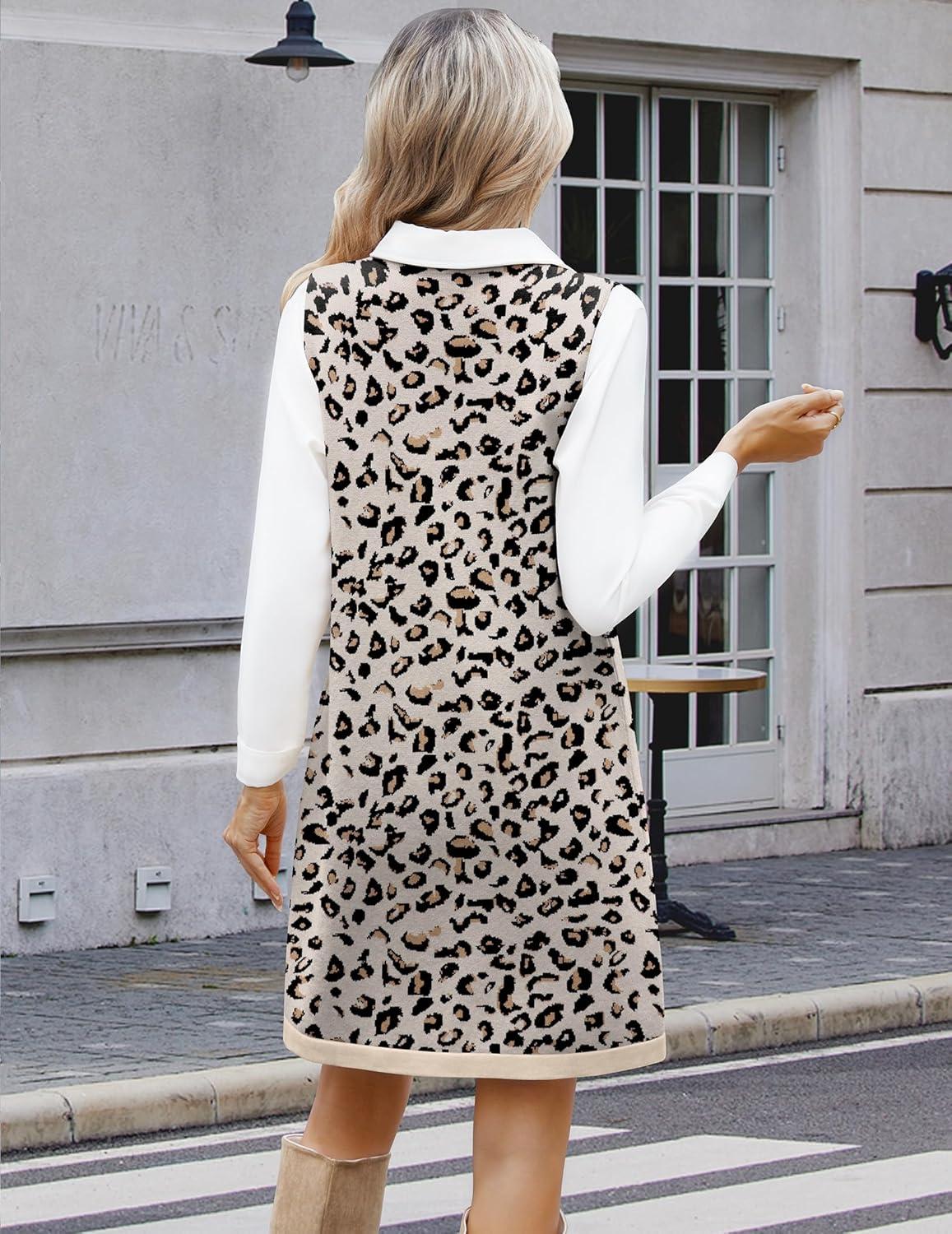 imageZeagoo Womens Sweater Vest Dresses for Women 2025 V Neck Sleeveless Knit Pullover Sweater with Pockets Fall Winter OutfitsAn425