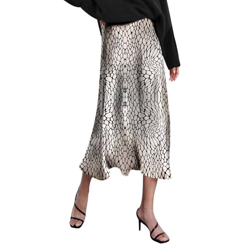 imageZeagoo Skirts for Women High Waist Skirt Elegant Midi Skirt SatinAn445