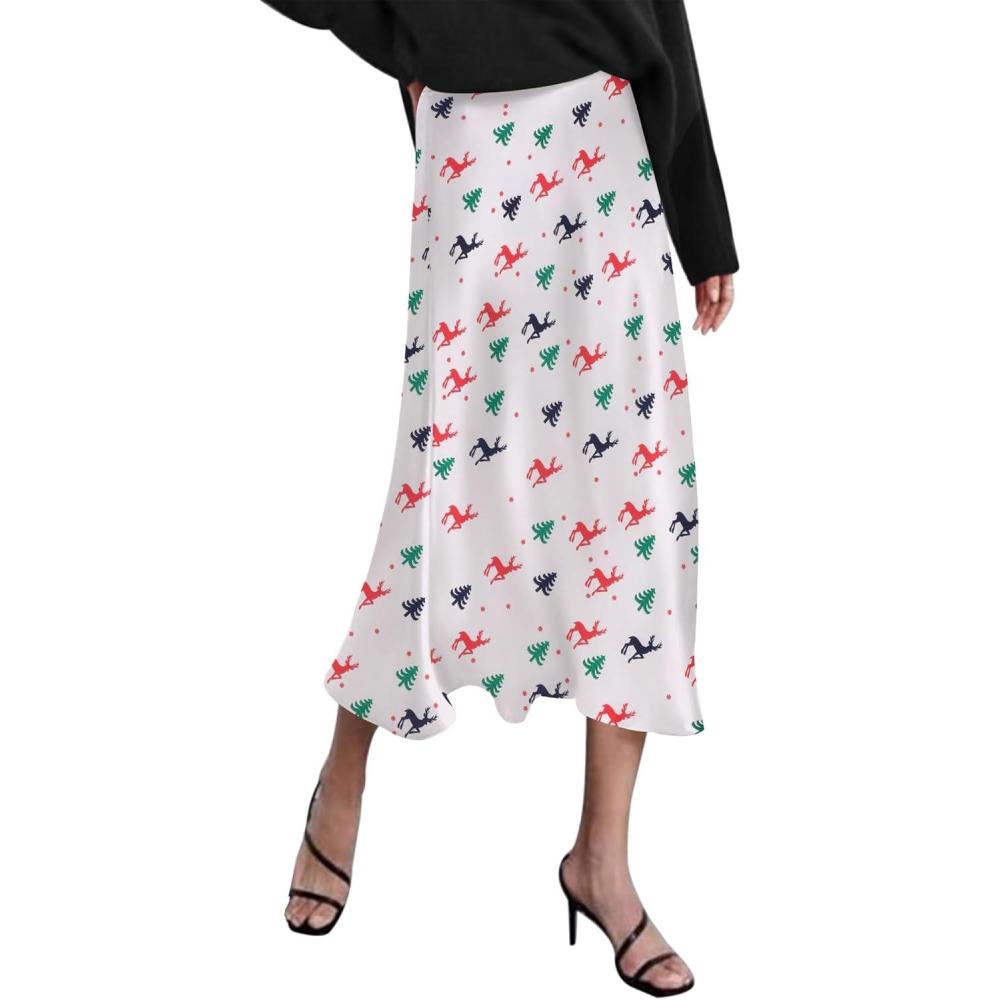 imageZeagoo Skirts for Women High Waist Skirt Elegant Midi Skirt SatinPat8