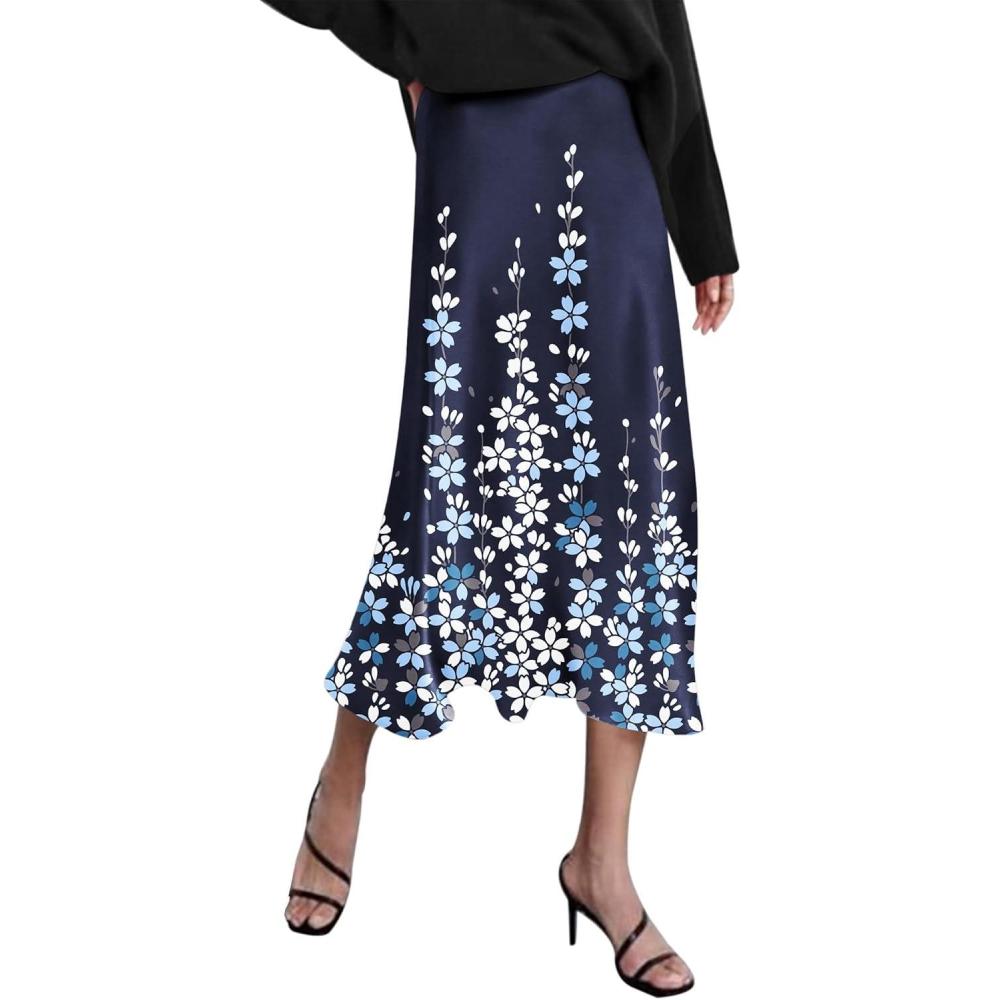 imageZeagoo Skirts for Women High Waist Skirt Elegant Midi Skirt SatinSf119