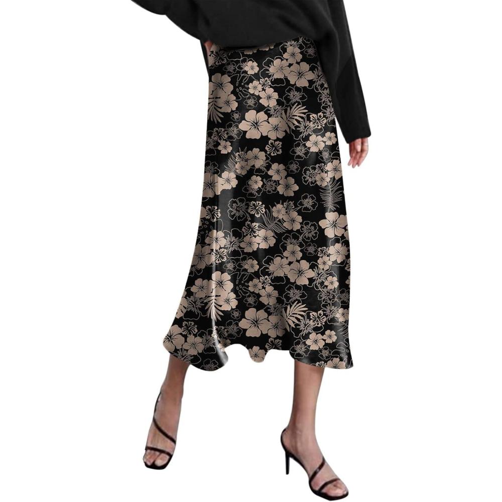 imageZeagoo Skirts for Women High Waist Skirt Elegant Midi Skirt SatinSf209