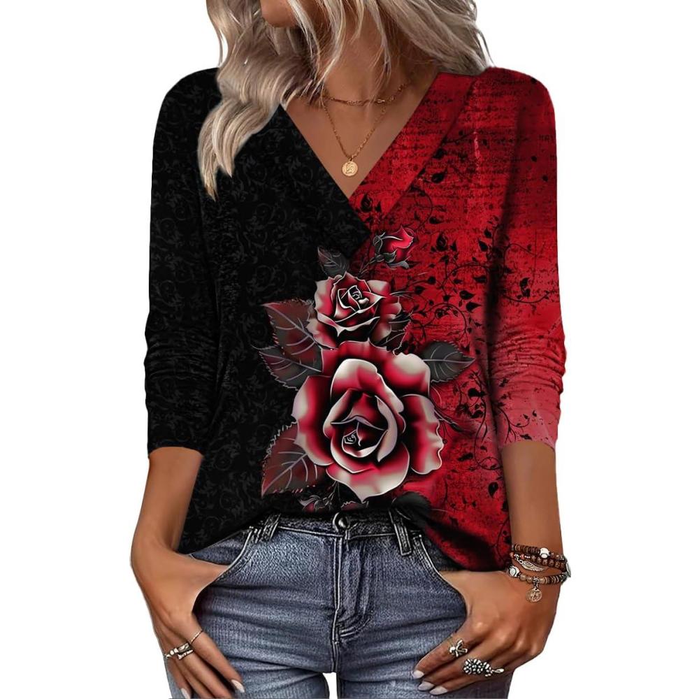 imageZeagoo Women Long Sleeve Tops Dressy Casual V Neck Tshirts Basics Tee 2025 Fall Trendy Clothes S2XLBf309
