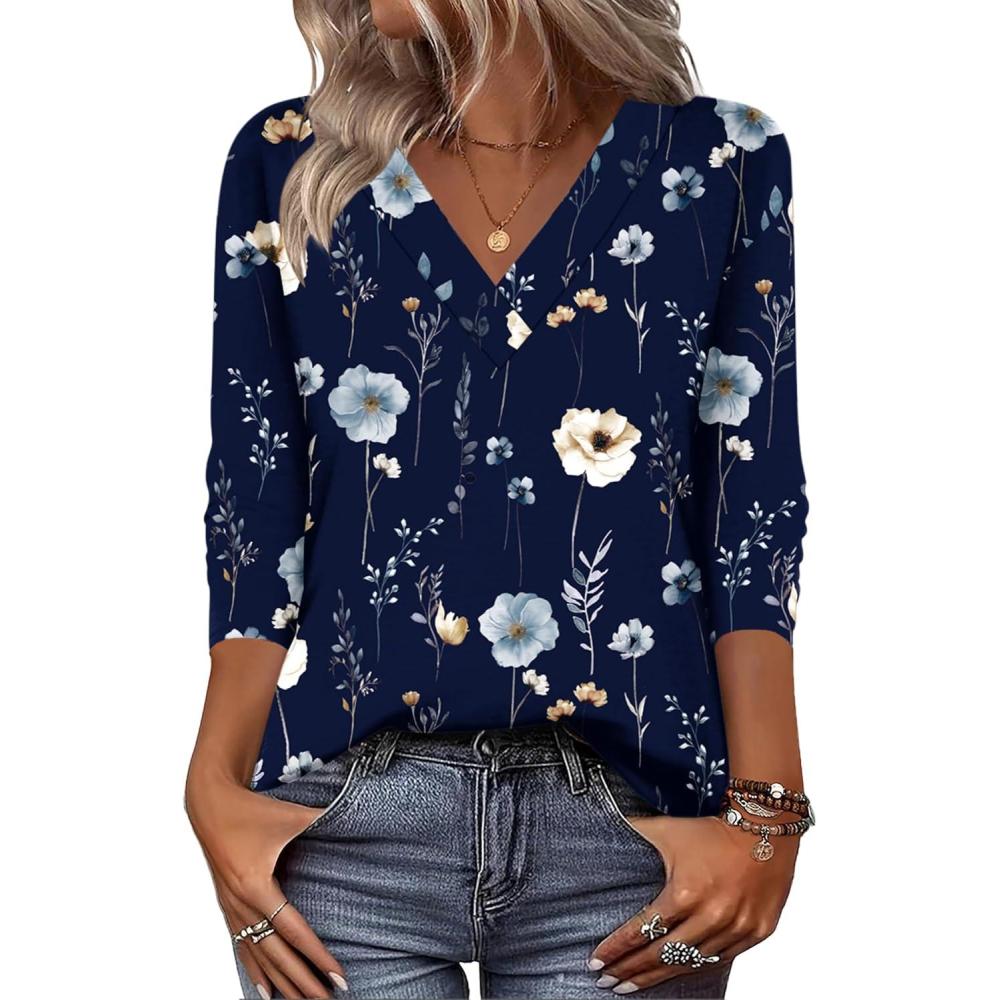 imageZeagoo Women Long Sleeve Tops Dressy Casual V Neck Tshirts Basics Tee 2025 Fall Trendy Clothes S2XLBf318