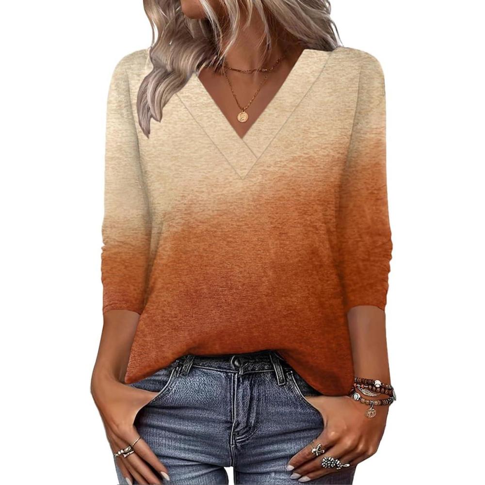 imageZeagoo Women Long Sleeve Tops Dressy Casual V Neck Tshirts Basics Tee 2025 Fall Trendy Clothes S2XLJb205
