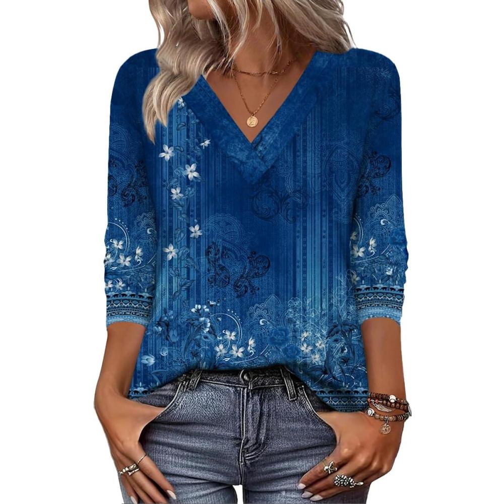 imageZeagoo Women Long Sleeve Tops Dressy Casual V Neck Tshirts Basics Tee 2025 Fall Trendy Clothes S2XLMz712