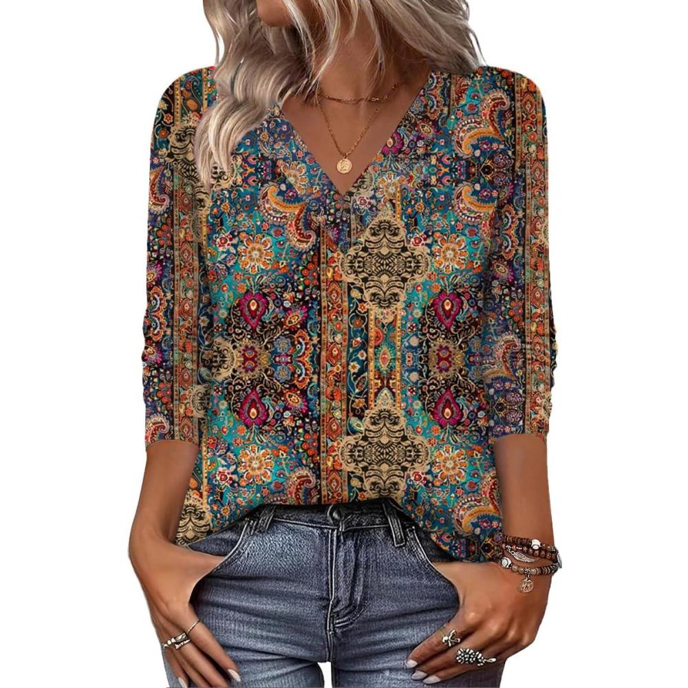 imageZeagoo Women Long Sleeve Tops Dressy Casual V Neck Tshirts Basics Tee 2025 Fall Trendy Clothes S2XLMz721