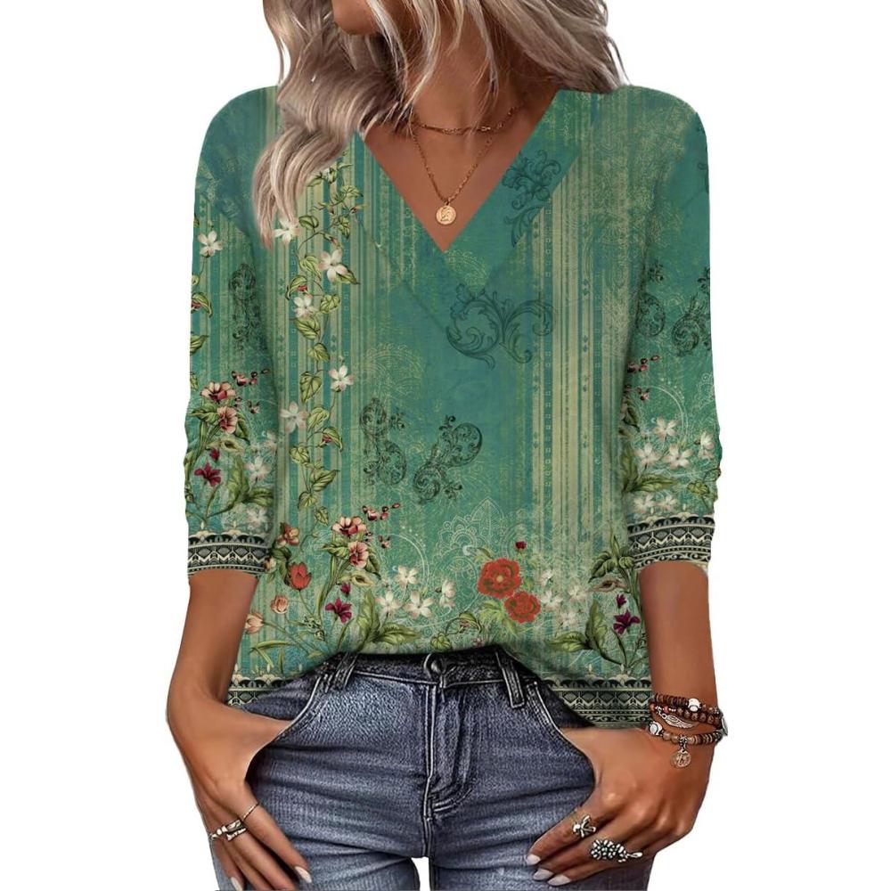 imageZeagoo Women Long Sleeve Tops Dressy Casual V Neck Tshirts Basics Tee 2025 Fall Trendy Clothes S2XLMz839
