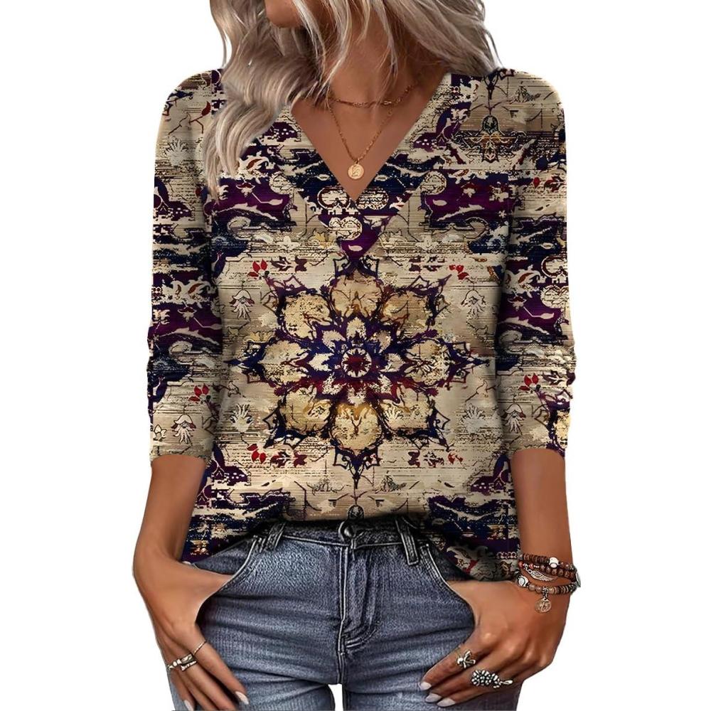 imageZeagoo Women Long Sleeve Tops Dressy Casual V Neck Tshirts Basics Tee 2025 Fall Trendy Clothes S2XLMz857