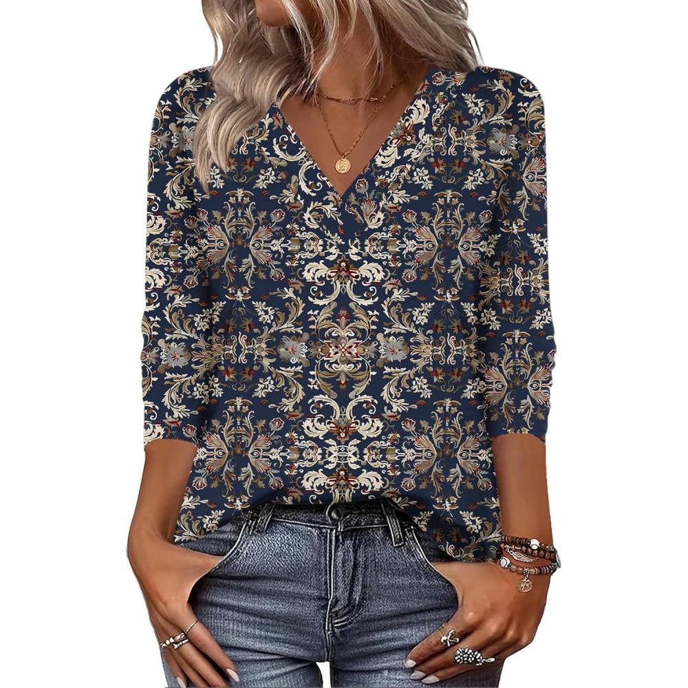 imageZeagoo Women Long Sleeve Tops Dressy Casual V Neck Tshirts Basics Tee 2025 Fall Trendy Clothes S2XLMz869