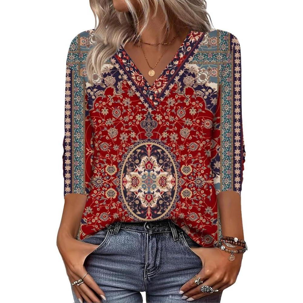 imageZeagoo Women Long Sleeve Tops Dressy Casual V Neck Tshirts Basics Tee 2025 Fall Trendy Clothes S2XLMz870