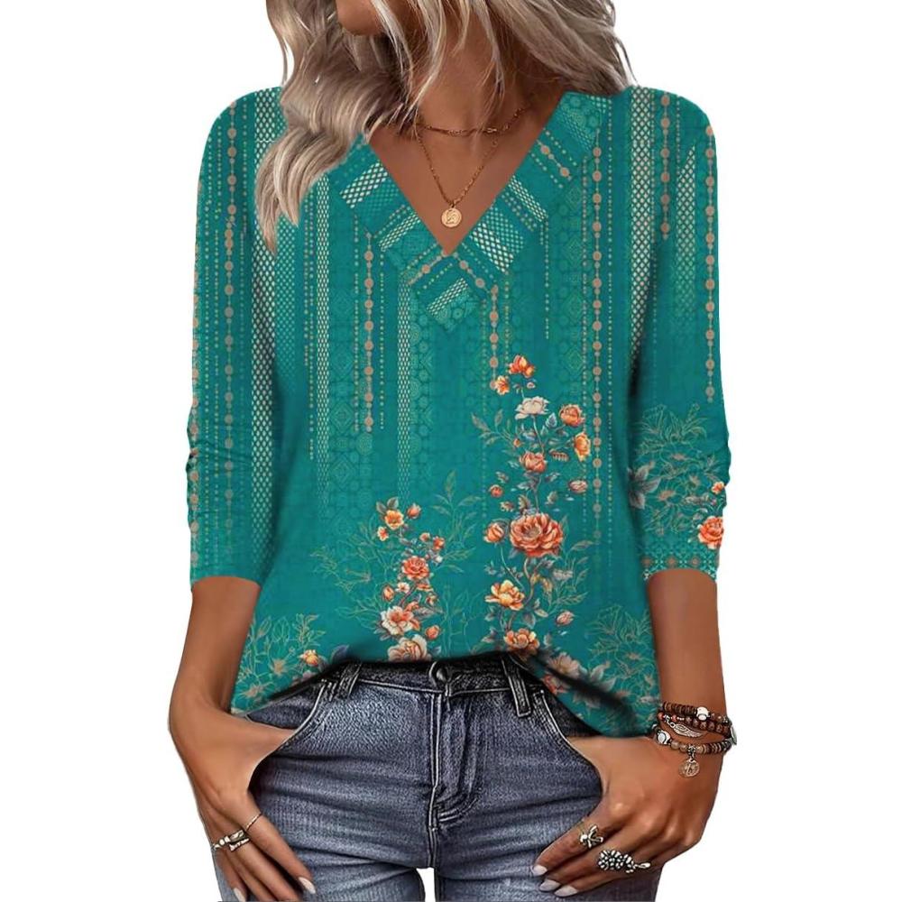 imageZeagoo Women Long Sleeve Tops Dressy Casual V Neck Tshirts Basics Tee 2025 Fall Trendy Clothes S2XLMz871