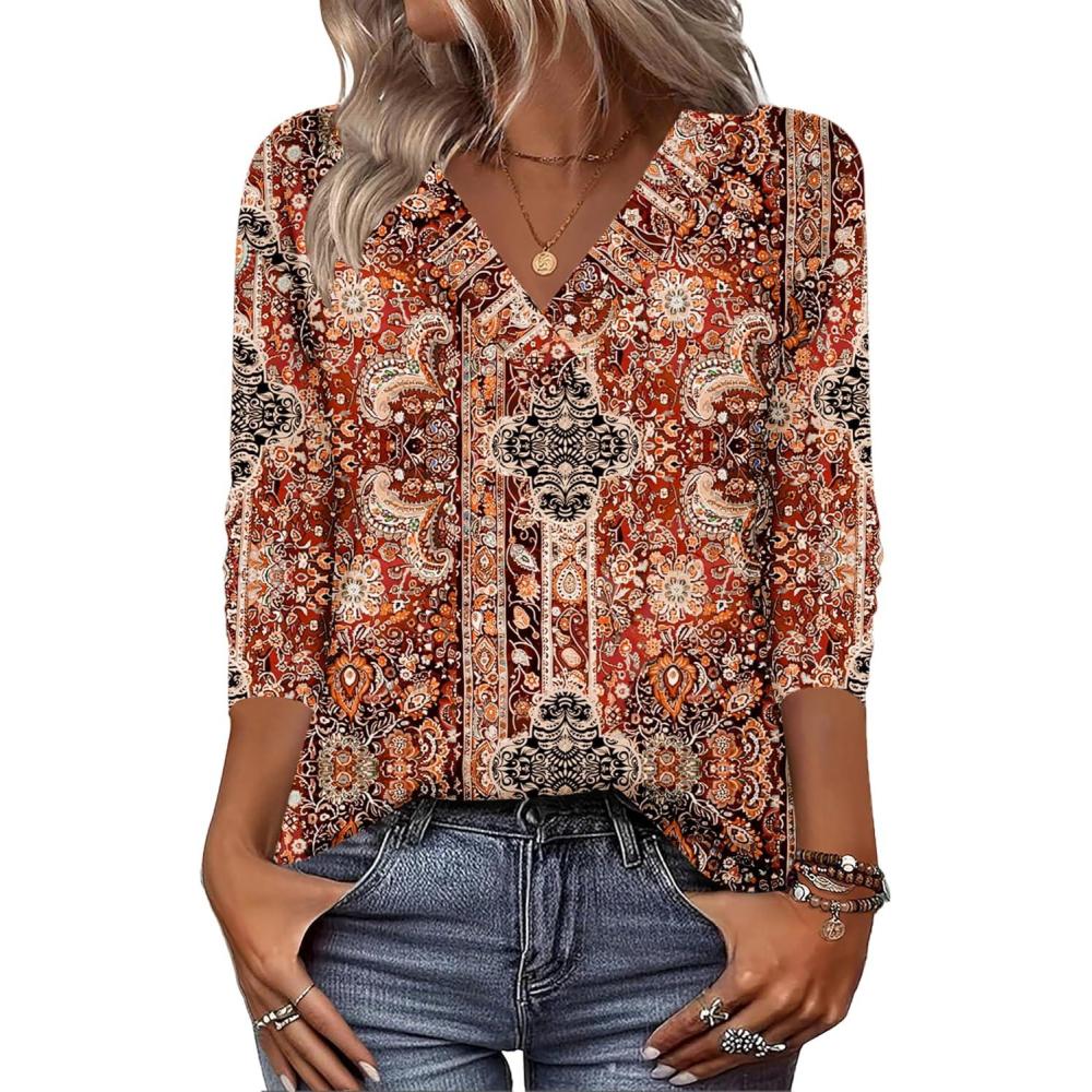imageZeagoo Women Long Sleeve Tops Dressy Casual V Neck Tshirts Basics Tee 2025 Fall Trendy Clothes S2XLMz896