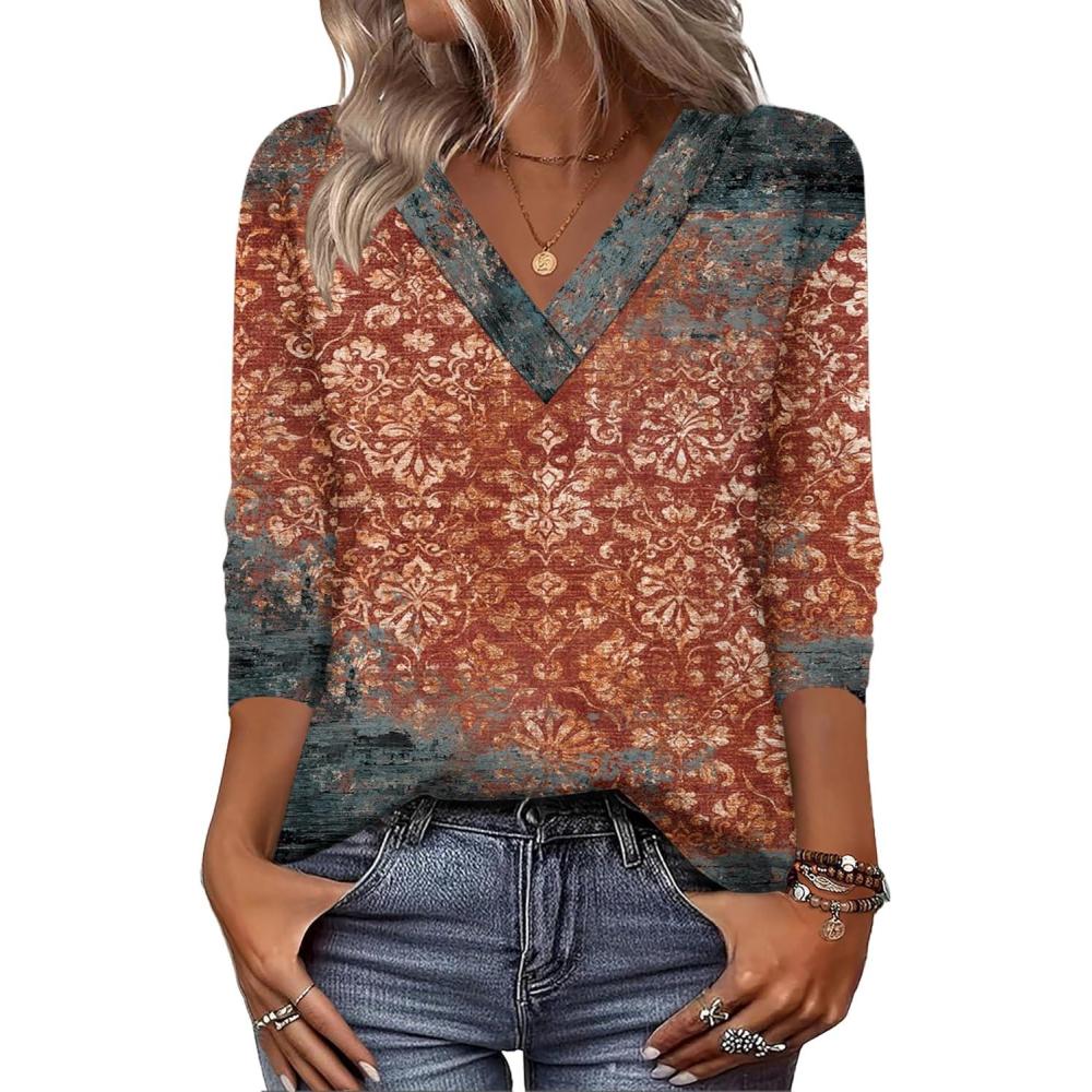 imageZeagoo Women Long Sleeve Tops Dressy Casual V Neck Tshirts Basics Tee 2025 Fall Trendy Clothes S2XLMz897