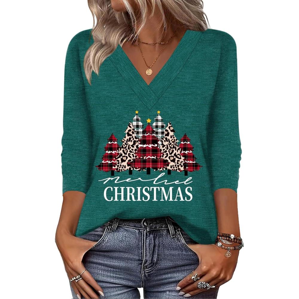 imageZeagoo Women Long Sleeve Tops Dressy Casual V Neck Tshirts Basics Tee 2025 Fall Trendy Clothes S2XLSd484