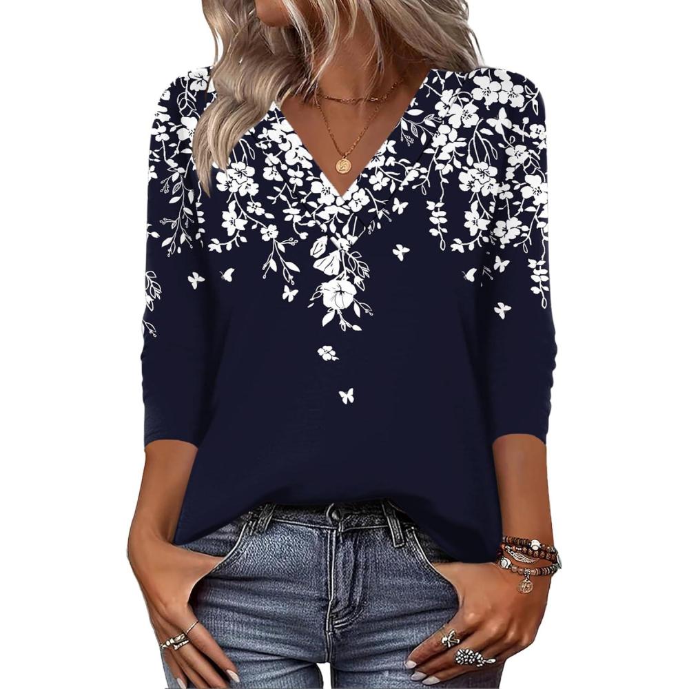imageZeagoo Women Long Sleeve Tops Dressy Casual V Neck Tshirts Basics Tee 2025 Fall Trendy Clothes S2XLSf103