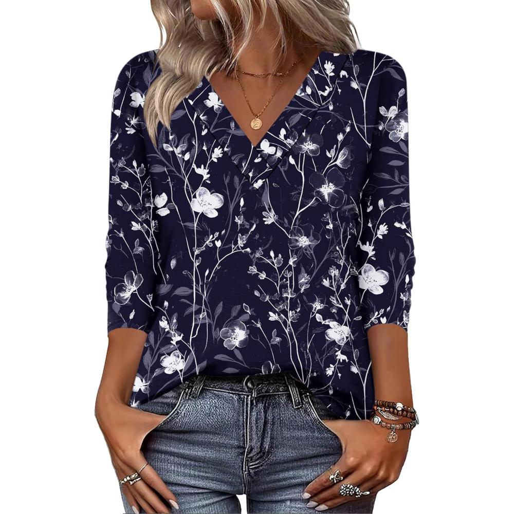 imageZeagoo Women Long Sleeve Tops Dressy Casual V Neck Tshirts Basics Tee 2025 Fall Trendy Clothes S2XLSf180