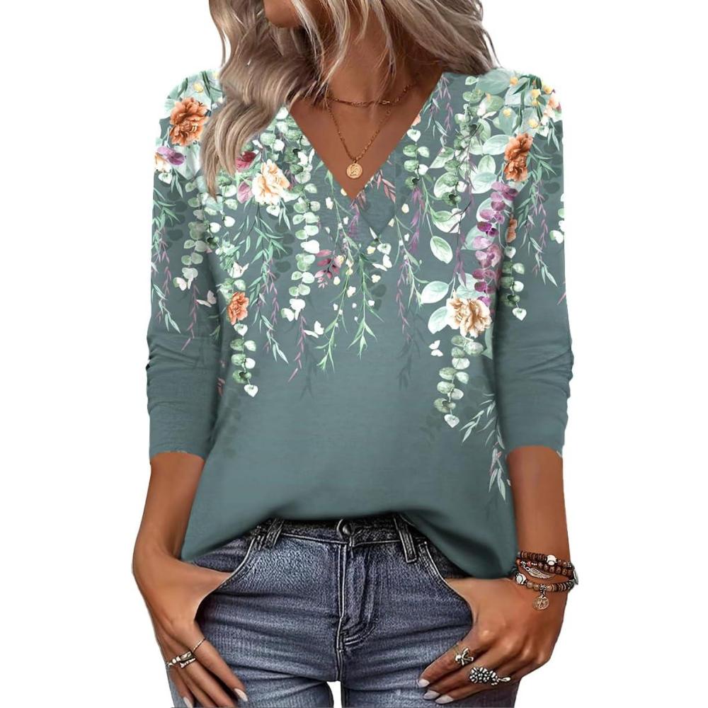imageZeagoo Women Long Sleeve Tops Dressy Casual V Neck Tshirts Basics Tee 2025 Fall Trendy Clothes S2XLWf71