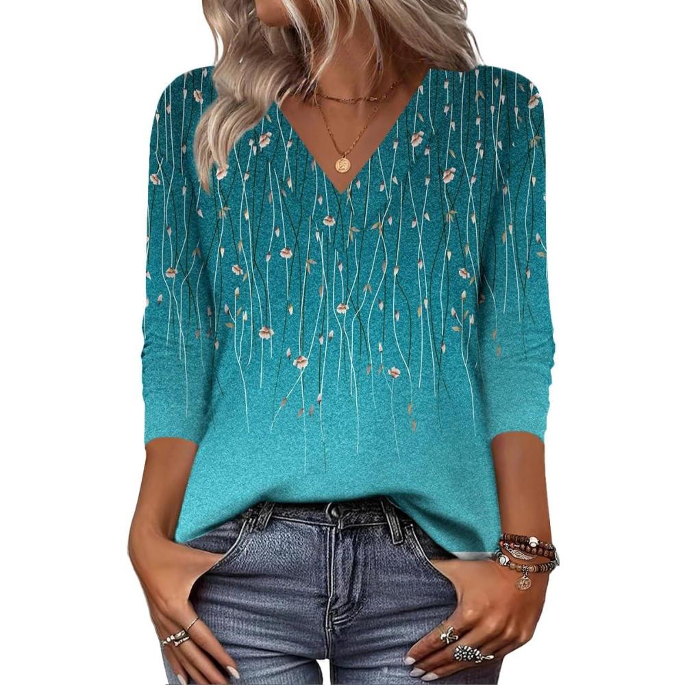 imageZeagoo Women Long Sleeve Tops Dressy Casual V Neck Tshirts Basics Tee 2025 Fall Trendy Clothes S2XLXh363