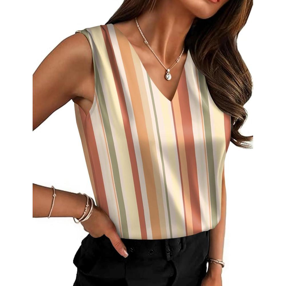 imageZeagoo Womens Silk Satin Camisole Tank Tops V Neck Pleated Dressy Casual Sleeveless Blouses Summer Business Work ShirtsZ Tw720