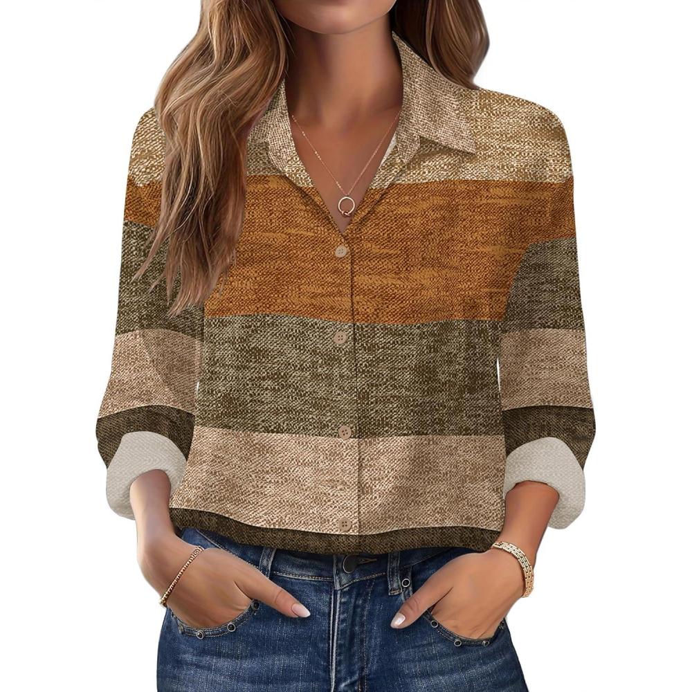 imageZeagoo Womens Tops Long Sleeve Satin Silk Button Down Shirts Casual Business Dressy Blouses Fall ClothesGeometric 398