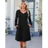 Zeagoo Fall Dresses for Women Long Sleeve Casual Pleated V Neck Dress 2025 A Line Tunic Dress(A-black)
