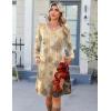 Zeagoo Fall Dresses for Women Long Sleeve Casual Pleated V Neck Dress 2025 A Line Tunic Dress(Beige Floral)