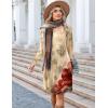 Zeagoo Fall Dresses for Women Long Sleeve Casual Pleated V Neck Dress 2025 A Line Tunic Dress(Beige Floral)