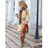 Zeagoo Fall Dresses for Women Long Sleeve Casual Pleated V Neck Dress 2025 A Line Tunic Dress(Beige Floral)