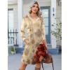 Zeagoo Fall Dresses for Women Long Sleeve Casual Pleated V Neck Dress 2025 A Line Tunic Dress(Beige Floral)