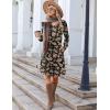 Zeagoo Fall Dresses for Women Long Sleeve Casual Pleated V Neck Dress 2025 A Line Tunic Dress(Black Floral 02)