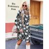 Zeagoo Fall Dresses for Women Long Sleeve Casual Pleated V Neck Dress 2025 A Line Tunic Dress(Black Floral)