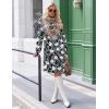 Zeagoo Fall Dresses for Women Long Sleeve Casual Pleated V Neck Dress 2025 A Line Tunic Dress(Black Floral)