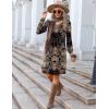 Zeagoo Fall Dresses for Women Long Sleeve Casual Pleated V Neck Dress 2025 A Line Tunic Dress(Black Printed)