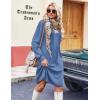 Zeagoo Fall Dresses for Women Long Sleeve Casual Pleated V Neck Dress 2025 A Line Tunic Dress(Blue)