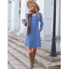 Zeagoo Fall Dresses for Women Long Sleeve Casual Pleated V Neck Dress 2025 A Line Tunic Dress(Blue)