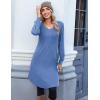 Zeagoo Fall Dresses for Women Long Sleeve Casual Pleated V Neck Dress 2025 A Line Tunic Dress(Blue)