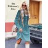 Zeagoo Fall Dresses for Women Long Sleeve Casual Pleated V Neck Dress 2025 A Line Tunic Dress(Blue Green 01)
