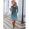 Zeagoo Fall Dresses for Women Long Sleeve Casual Pleated V Neck Dress 2025 A Line Tunic Dress(Blue Green 01)