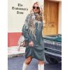 Zeagoo Fall Dresses for Women Long Sleeve Casual Pleated V Neck Dress 2025 A Line Tunic Dress(Blue Green Floral)