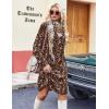 Zeagoo Fall Dresses for Women Long Sleeve Casual Pleated V Neck Dress 2025 A Line Tunic Dress(Brown Floral)