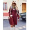 Zeagoo Fall Dresses for Women Long Sleeve Casual Pleated V Neck Dress 2025 A Line Tunic Dress(Burgundy)